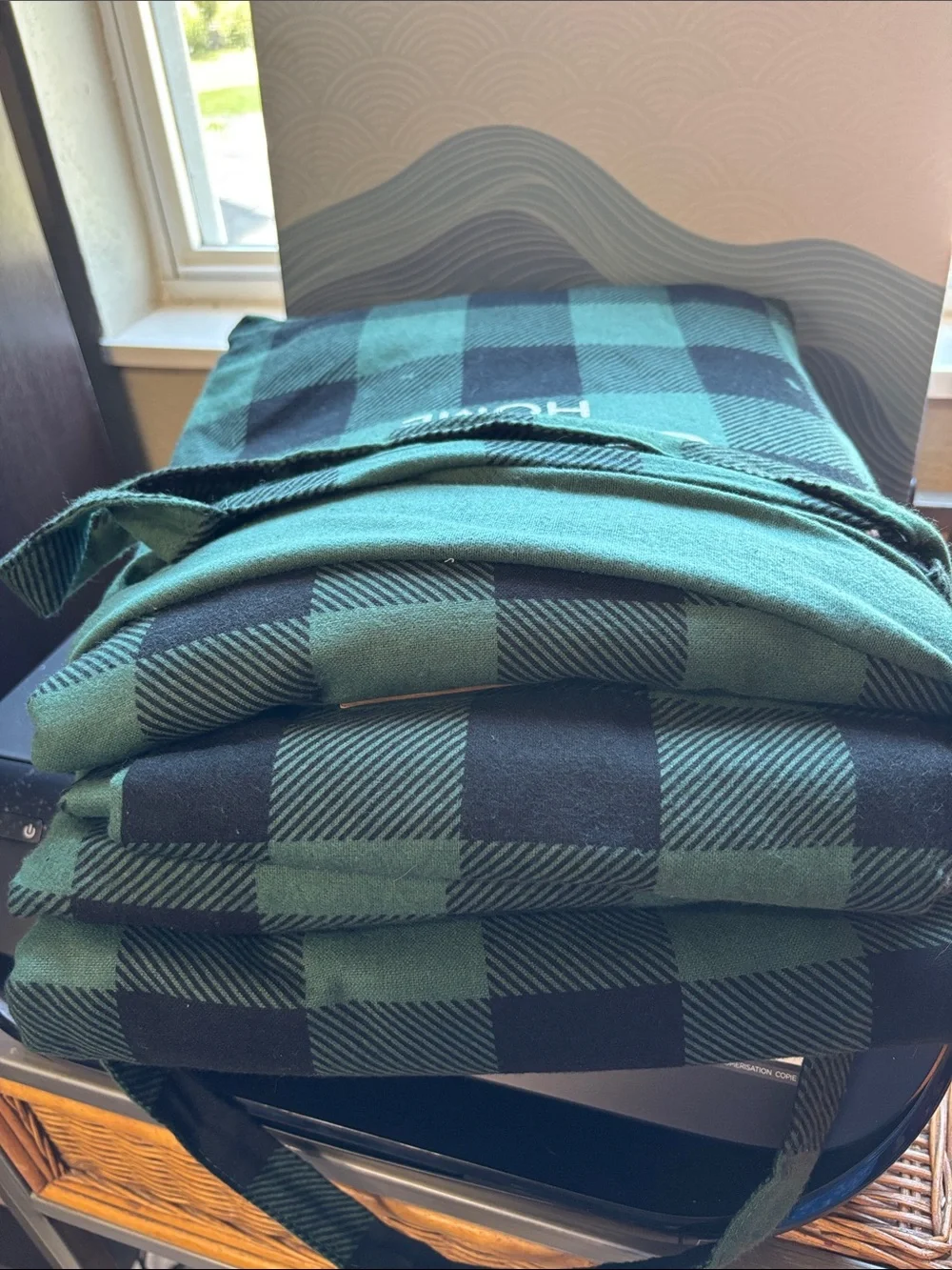 Bare Home Buffalo Plaid Fitted Sheet - Dark Blue Green flannel very soft